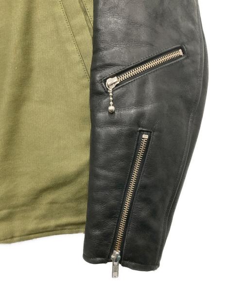 ALDIES（アールディーズ）ALDIES (アールディーズ) 袖レザーデッキジャケット カーキ×ブラック サイズ:Mの古着・服飾アイテム