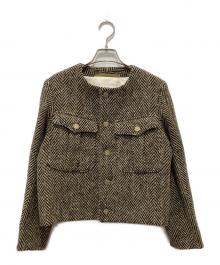 45R（フォーティファイブ・アール）の古着「ドネガルツイードのノーカラーアニーミニジャケット」｜ベージュ