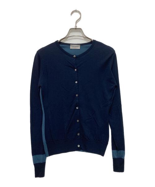 JOHN SMEDLEY（ジョンスメドレー）JOHN SMEDLEY (ジョンスメドレー) バイカラーカーディガン ブルー×ネイビー サイズ:Mの古着・服飾アイテム