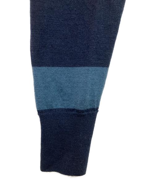 JOHN SMEDLEY（ジョンスメドレー）JOHN SMEDLEY (ジョンスメドレー) バイカラーカーディガン ブルー×ネイビー サイズ:Mの古着・服飾アイテム