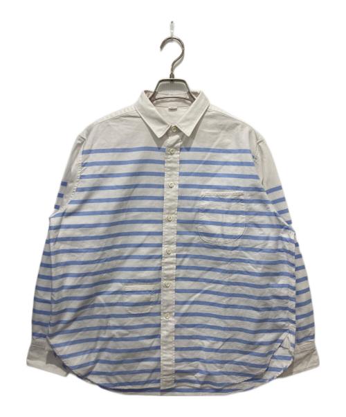 45R（フォーティファイブ・アール）45R (フォーティファイブ・アール) スーピマオックスの908オーシャンちび襟バスクシャツ ブルー×ホワイト サイズ:不明の古着・服飾アイテム
