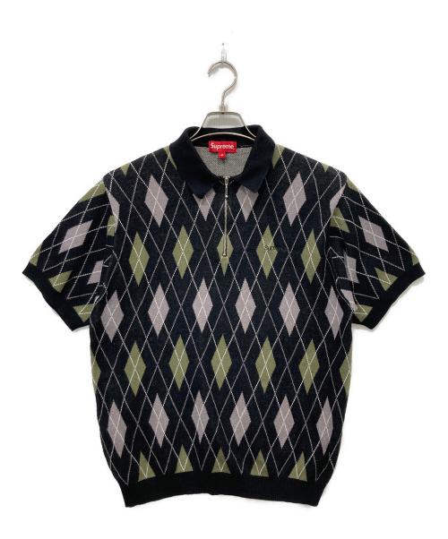 SUPREME（シュプリーム）Supreme (シュプリーム) Argyle Zip Polo ブラック サイズ:Mの古着・服飾アイテム