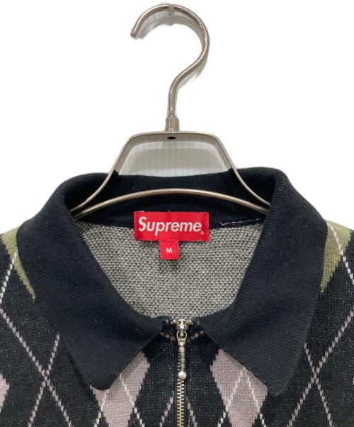 SUPREME（シュプリーム）Supreme (シュプリーム) Argyle Zip Polo ブラック サイズ:Mの古着・服飾アイテム
