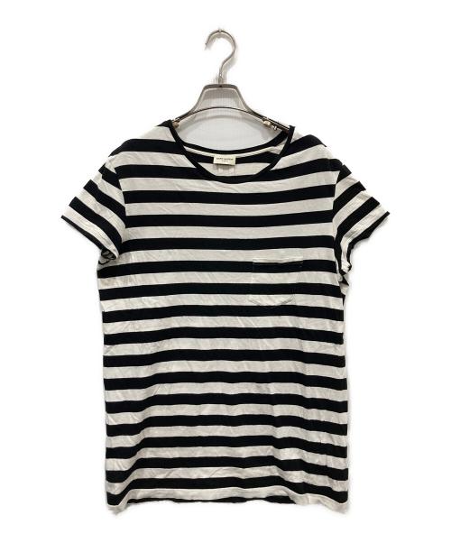 Saint Laurent Paris（サンローランパリ）Saint Laurent Paris (サンローランパリ) ボーダーカットソー / 14SS エディ期 ホワイト×ブラック サイズ:Mの古着・服飾アイテム