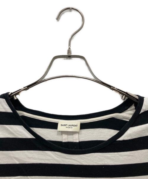 Saint Laurent Paris（サンローランパリ）Saint Laurent Paris (サンローランパリ) ボーダーカットソー / 14SS エディ期 ホワイト×ブラック サイズ:Mの古着・服飾アイテム