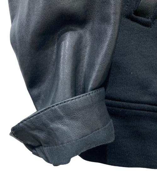 DIESEL（ディーゼル）DIESEL (ディーゼル) ラムレザー切替Wジップパーカー ブラック サイズ:Sの古着・服飾アイテム