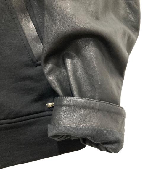 DIESEL（ディーゼル）DIESEL (ディーゼル) ラムレザー切替Wジップパーカー ブラック サイズ:Sの古着・服飾アイテム