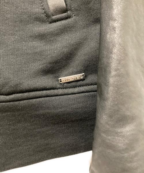 DIESEL（ディーゼル）DIESEL (ディーゼル) ラムレザー切替Wジップパーカー ブラック サイズ:Sの古着・服飾アイテム