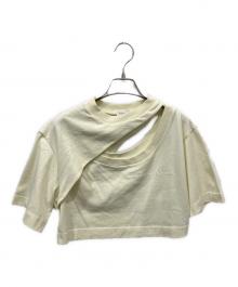ALEXANDER McQUEEN（アレキサンダーマックイーン）の古着「クロップドデザインカットソー」｜イエロー