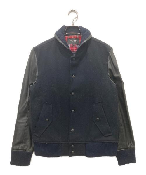 BURBERRY BLACK LABEL（バーバリーブラックレーベル）BURBERRY BLACK LABEL (バーバリーブラックレーベル) レザー切替スタジャン ブラック サイズ:Mの古着・服飾アイテム