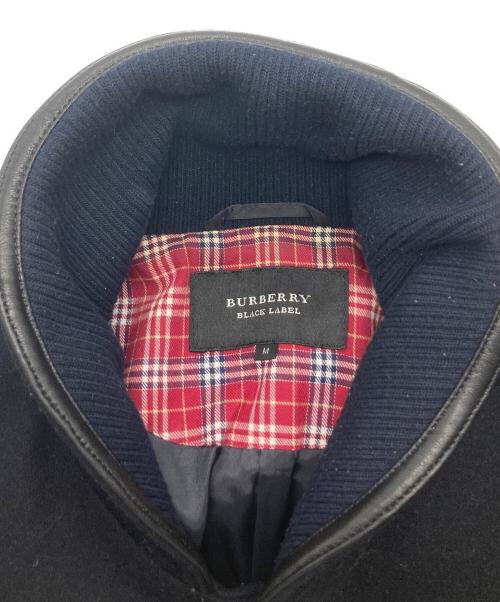 BURBERRY BLACK LABEL（バーバリーブラックレーベル）BURBERRY BLACK LABEL (バーバリーブラックレーベル) レザー切替スタジャン ブラック サイズ:Mの古着・服飾アイテム