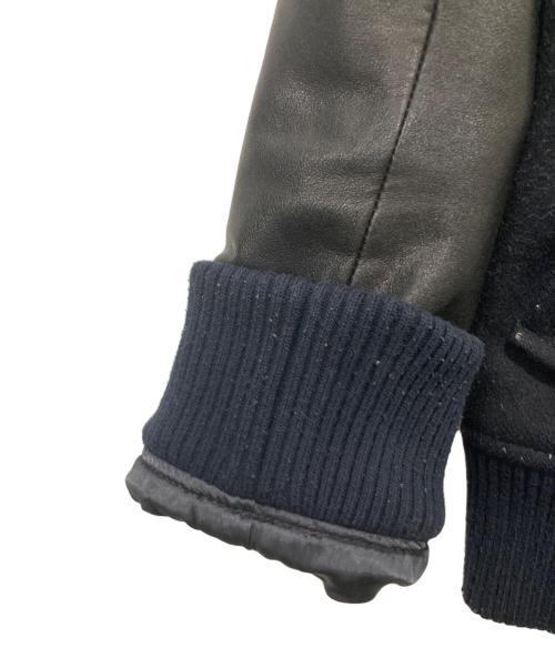 BURBERRY BLACK LABEL（バーバリーブラックレーベル）BURBERRY BLACK LABEL (バーバリーブラックレーベル) レザー切替スタジャン ブラック サイズ:Mの古着・服飾アイテム