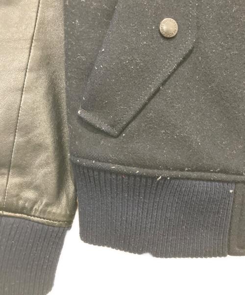 BURBERRY BLACK LABEL（バーバリーブラックレーベル）BURBERRY BLACK LABEL (バーバリーブラックレーベル) レザー切替スタジャン ブラック サイズ:Mの古着・服飾アイテム