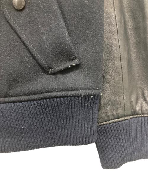 BURBERRY BLACK LABEL（バーバリーブラックレーベル）BURBERRY BLACK LABEL (バーバリーブラックレーベル) レザー切替スタジャン ブラック サイズ:Mの古着・服飾アイテム