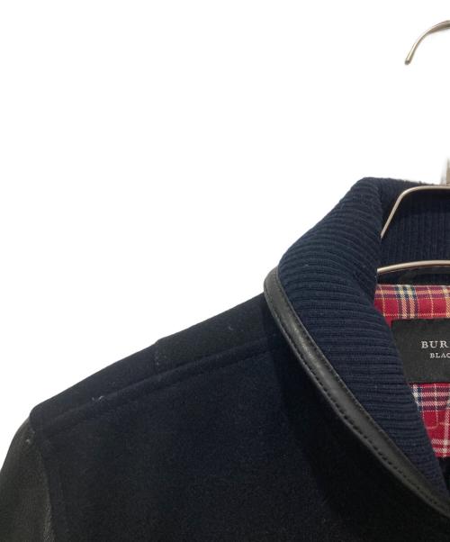 BURBERRY BLACK LABEL（バーバリーブラックレーベル）BURBERRY BLACK LABEL (バーバリーブラックレーベル) レザー切替スタジャン ブラック サイズ:Mの古着・服飾アイテム