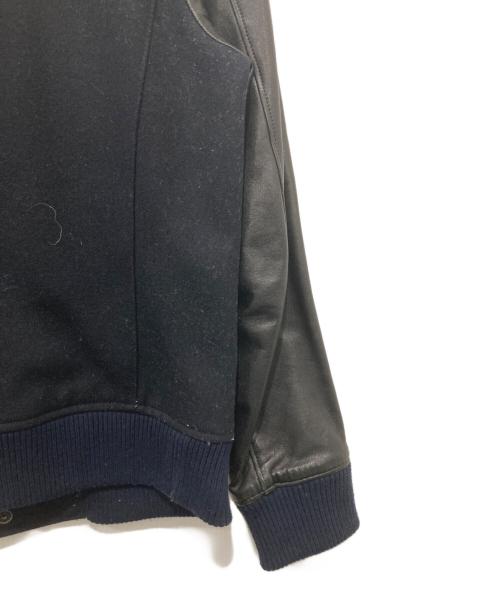 BURBERRY BLACK LABEL（バーバリーブラックレーベル）BURBERRY BLACK LABEL (バーバリーブラックレーベル) レザー切替スタジャン ブラック サイズ:Mの古着・服飾アイテム