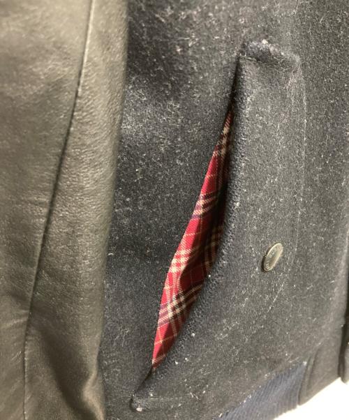 BURBERRY BLACK LABEL（バーバリーブラックレーベル）BURBERRY BLACK LABEL (バーバリーブラックレーベル) レザー切替スタジャン ブラック サイズ:Mの古着・服飾アイテム