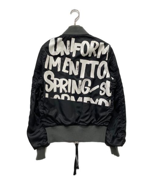 uniform experiment（ユニフォームエクスペリメント）uniform experiment (ユニフォームエクスペリメント) GRAFFITI REVERSIBLE MA-1 ブラック×グレー サイズ:1の古着・服飾アイテム