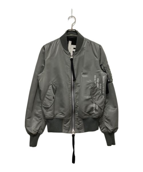 uniform experiment（ユニフォームエクスペリメント）uniform experiment (ユニフォームエクスペリメント) GRAFFITI REVERSIBLE MA-1 ブラック×グレー サイズ:1の古着・服飾アイテム