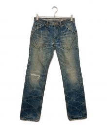 n(n) by NUMBER (N)INE（エヌエヌバイナンバーナイン）の古着「ダメージ加工ダーツデニムパンツ」｜インディゴ