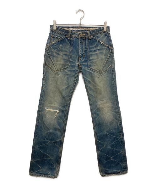 n(n) by NUMBER (N)INE（エヌエヌバイナンバーナイン）n(n) by NUMBER (N)INE (エヌエヌバイナンバーナイン) ダメージ加工ダーツデニムパンツ インディゴ サイズ:2の古着・服飾アイテム