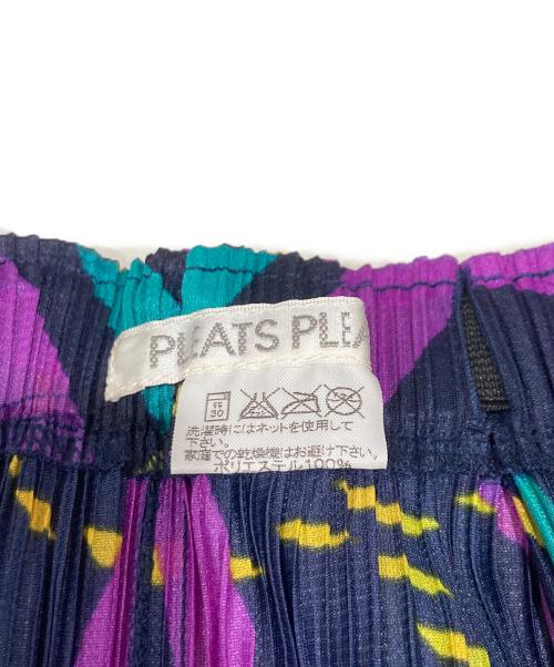 PLEATS PLEASE（プリーツプリーズ）PLEATS PLEASE (プリーツプリーズ) 総柄プリーツスカート ネイビー×パープル サイズ:3の古着・服飾アイテム