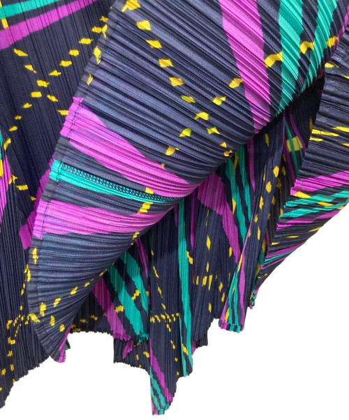 PLEATS PLEASE（プリーツプリーズ）PLEATS PLEASE (プリーツプリーズ) 総柄プリーツスカート ネイビー×パープル サイズ:3の古着・服飾アイテム