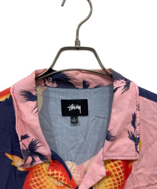 stussy（ステューシー）stussy (ステューシー) 和柄シャツ ピンク×ネイビー サイズ:Lの古着・服飾アイテム