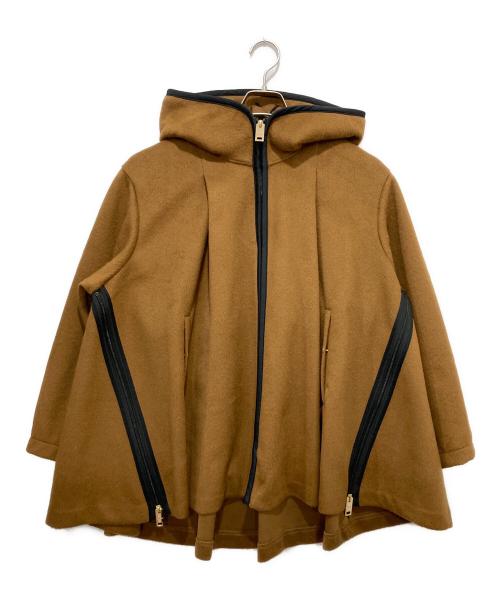 1% SHUHEI OGAWA（イチパーセント シュウヘイオガワ）1% SHUHEI OGAWA (イチパーセント シュウヘイオガワ) ビーバーフードポンチョ ブラウン サイズ:2の古着・服飾アイテム