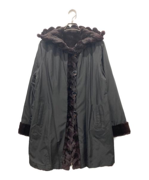 BALMAIN（バルマン）BALMAIN (バルマン) ミンクファーシルクリバーシブルコート パープル サイズ:Lの古着・服飾アイテム