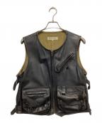 HAROLD'S GEARハロルズギア）の古着「モーターサイクル レザー ベスト」｜ブラック