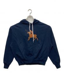 POLO RALPH LAUREN（ポロ・ラルフローレン）の古着「レザーパッチフーディー」｜ネイビー