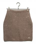MIU MIUミュウミュウ）の古着「スパンコールニットミニスカート」｜ピンク