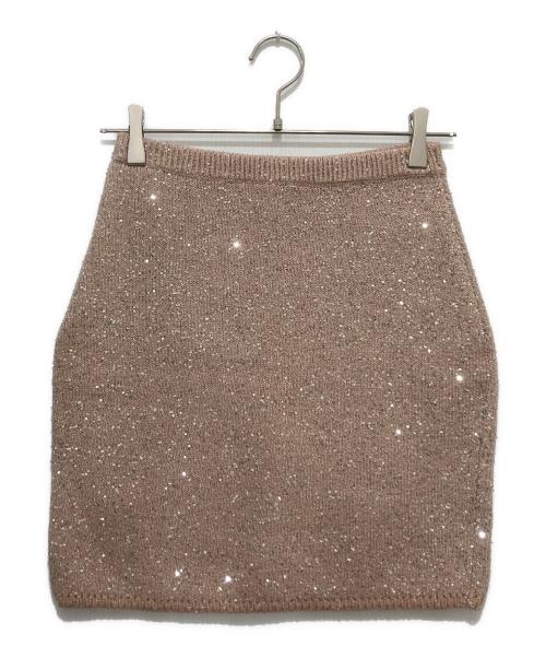 MIU MIU（ミュウミュウ）MIU MIU (ミュウミュウ) スパンコールニットミニスカート ピンク サイズ:40の古着・服飾アイテム