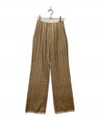 Mame Kurogouchiマメクロゴウチ）の古着「フローラルストライプシルクジャガードパンツ」｜ベージュ