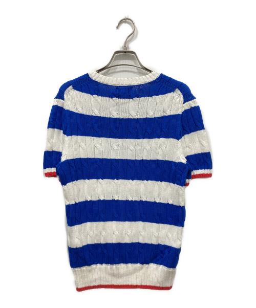 POLO RALPH LAUREN（ポロ・ラルフローレン）POLO RALPH LAUREN (ポロ・ラルフローレン) PIMA COTTON半袖ボーダーニット ホワイト×ブルー サイズ:Mの古着・服飾アイテム