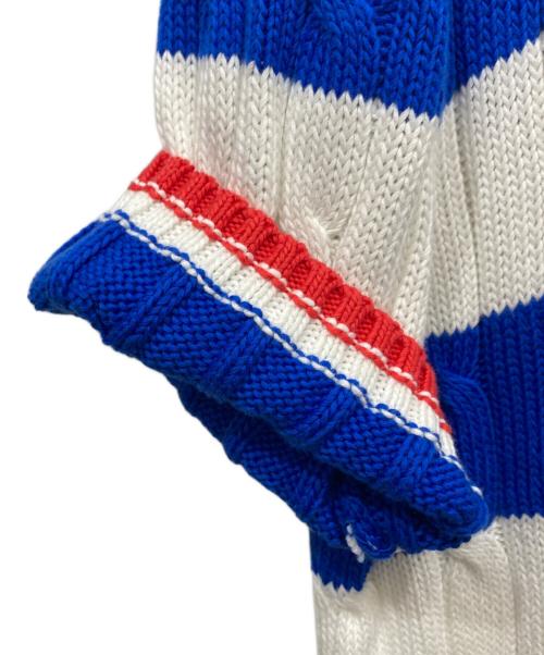 POLO RALPH LAUREN（ポロ・ラルフローレン）POLO RALPH LAUREN (ポロ・ラルフローレン) PIMA COTTON半袖ボーダーニット ホワイト×ブルー サイズ:Mの古着・服飾アイテム