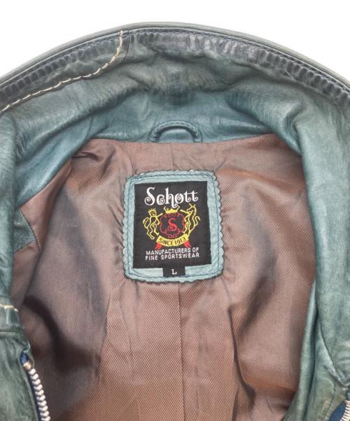 Schott（ショット）Schott (ショット) レザージャケット グリーン サイズ:Lの古着・服飾アイテム