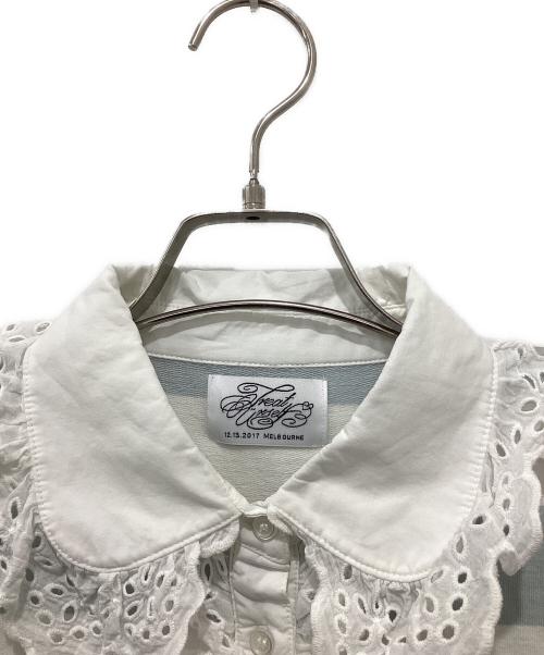 Treat Urself（トリートユアセルフ）Treat Urself (トリートユアセルフ) frill collar mini one-piece ブルー×ホワイト サイズ:FREEの古着・服飾アイテム