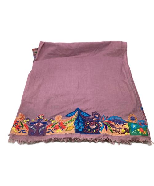 ETRO（エトロ）ETRO (エトロ) ペイズリー刺繍大判スカーフ パープルの古着・服飾アイテム