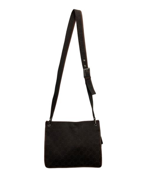 GUCCI（グッチ）GUCCI (グッチ) GGキャンバスショルダーバッグ ブラウン×ブラックの古着・服飾アイテム