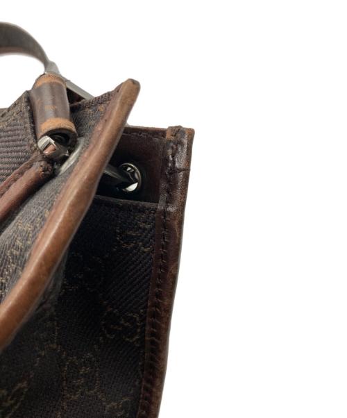 GUCCI（グッチ）GUCCI (グッチ) GGキャンバスショルダーバッグ ブラウン×ブラックの古着・服飾アイテム