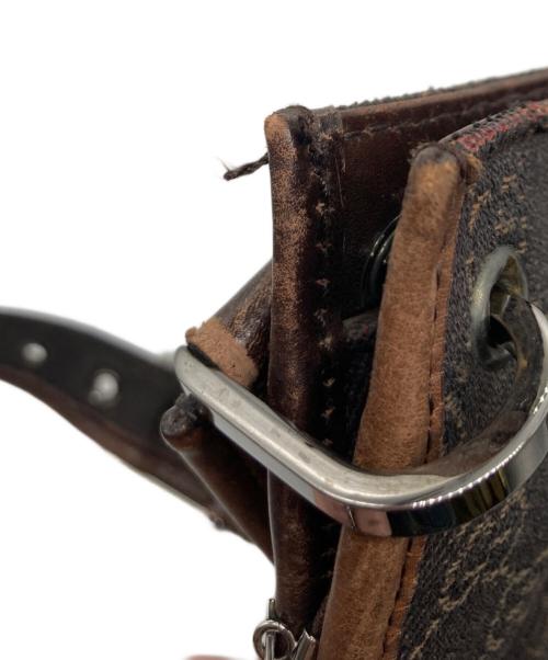 GUCCI（グッチ）GUCCI (グッチ) GGキャンバスショルダーバッグ ブラウン×ブラックの古着・服飾アイテム