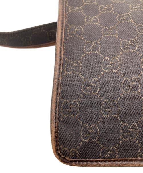 GUCCI（グッチ）GUCCI (グッチ) GGキャンバスショルダーバッグ ブラウン×ブラックの古着・服飾アイテム