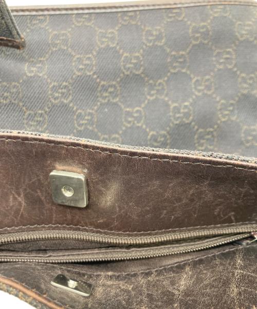 GUCCI（グッチ）GUCCI (グッチ) GGキャンバスショルダーバッグ ブラウン×ブラックの古着・服飾アイテム