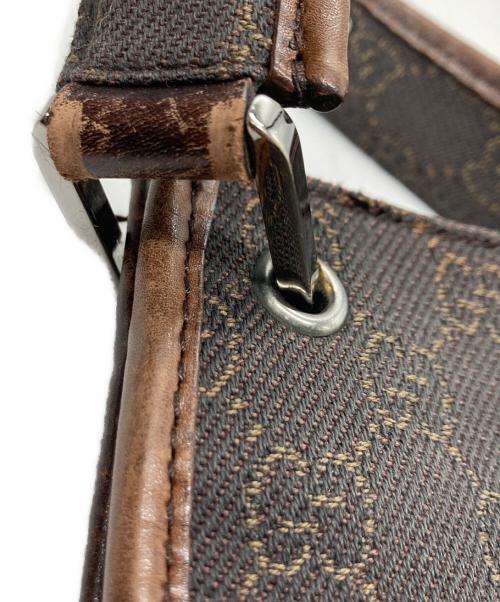 GUCCI（グッチ）GUCCI (グッチ) GGキャンバスショルダーバッグ ブラウン×ブラックの古着・服飾アイテム