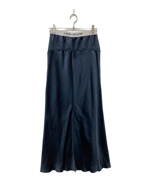 THINGS THAT MATTER（シングスザットマター）THINGS THAT MATTER (シングスザットマター) BACK SLIT ACETATE SATIN MAXI SKIRT ネイビー サイズ:2の古着・服飾アイテム