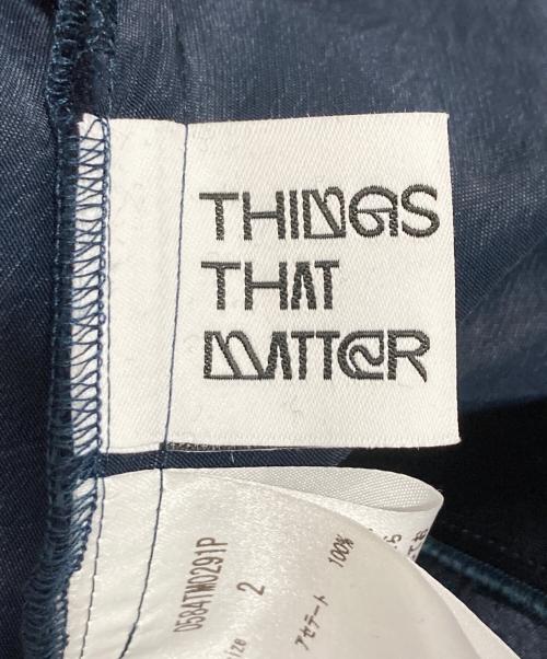THINGS THAT MATTER（シングスザットマター）THINGS THAT MATTER (シングスザットマター) BACK SLIT ACETATE SATIN MAXI SKIRT ネイビー サイズ:2の古着・服飾アイテム