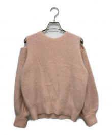 La boutique BonBon（ラブティックボンボン）の古着「ヘアリーウールカシミヤ混スリットショルダーニット」｜ピンク