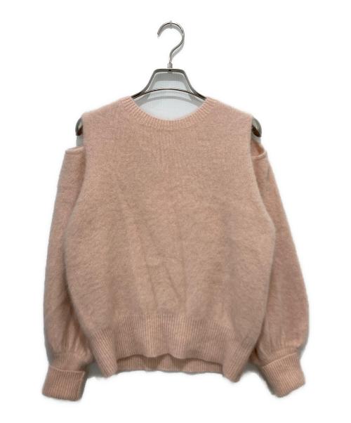 La boutique BonBon（ラブティックボンボン）La boutique BonBon (ラブティックボンボン) ヘアリーウールカシミヤ混スリットショルダーニット ピンク サイズ:FREEの古着・服飾アイテム